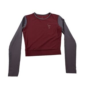 Seea Cropped Rash Guard Long Sleeve Swim Shirt burgundy lavendar Sz M Surf Beach